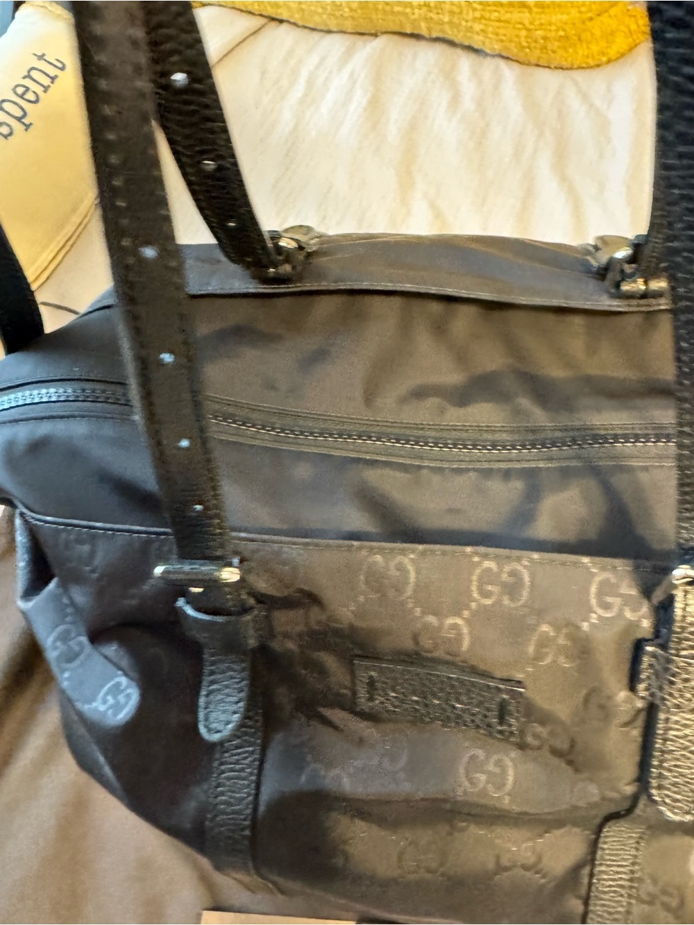 Authentic Gucci Black GG Monogram Nylon Crossbody Tote!!!! - Picture 10 of 16